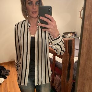 Women’s chiffon striped black/cream top